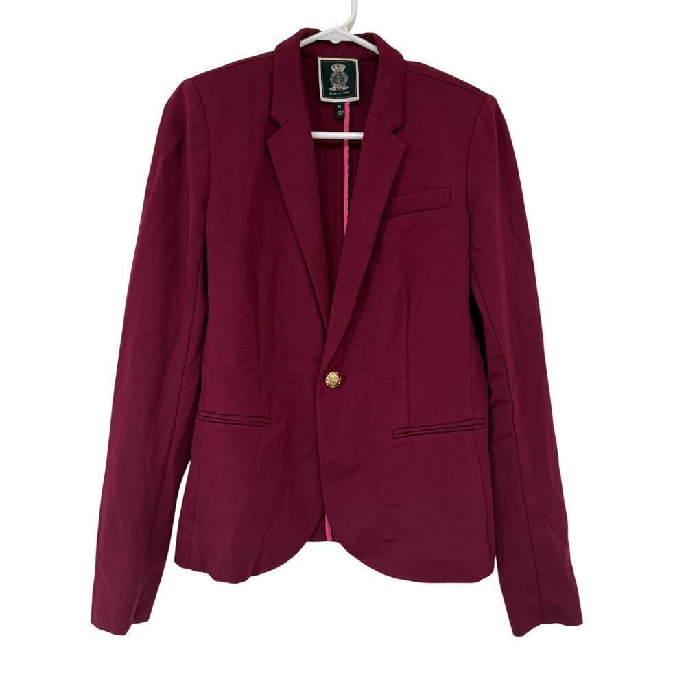 Juicy Couture Maroon Red Blazer Jacket Gold Accents Business Office Casual Med